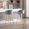 Sapphtopaz Modern Bar Stools Set of 2 with Golden Legs Velvet Upholstered Counter Height Stools with Chrome Footrest High Chair for Dining Room - 4 of 4