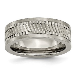 Black Bow Jewelry 8mm Titanium Sawtooth Design Flat Band - 1 of 4