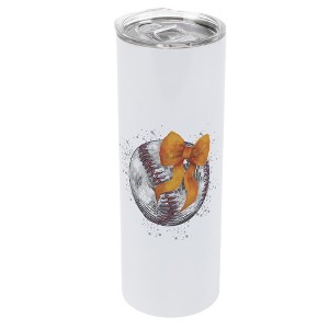 Elanze Designs 20 Ounce Stainless Steel On the Go Travel Tumbler With Push Top Lid, Baseball With Orange Bow - 1 of 1
