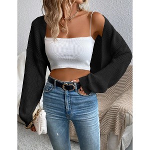 Women's Lightweight Shrug Sweater for Dresses & Tops Long Sleeve Open Front Knit Crop Bolero Cardigan - 1 of 4