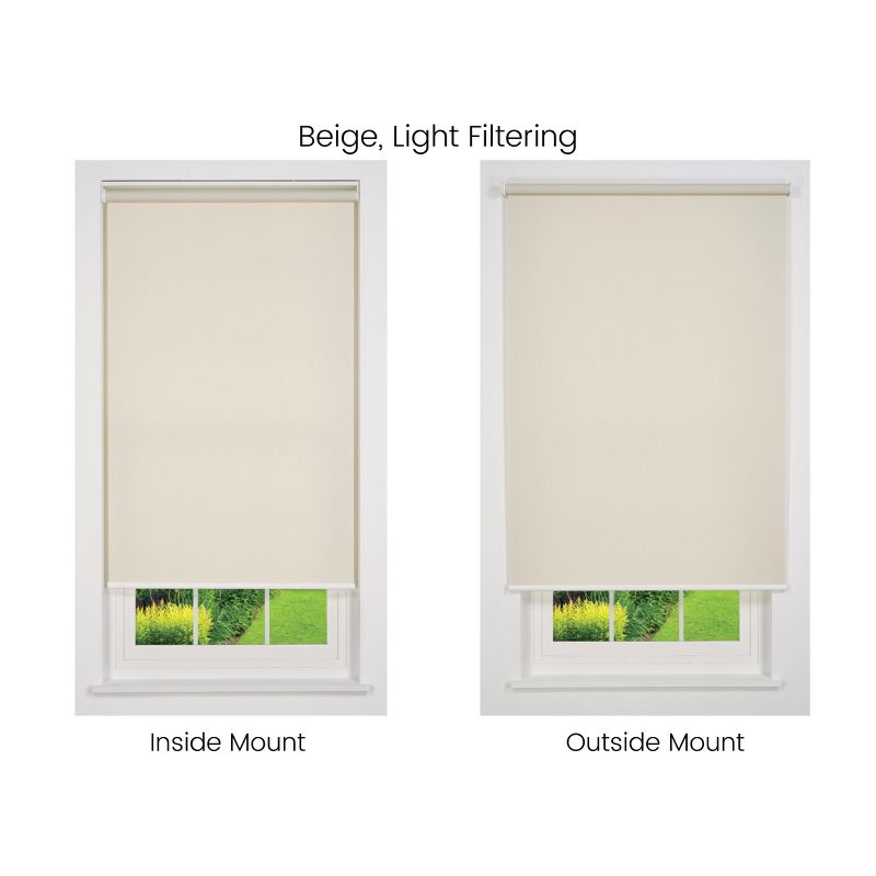 Linen Avenue Cordless Light Filtering Roller Shade, Beige and Taupe (Arrives 1/4" Narrower), 5 of 9