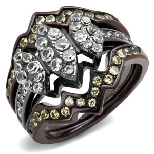 Slickblue Women’s Zig-Zag Design Ring Stainless Steel Ring with Pear-Cut CZ Stones, Black, Size 5–10 - 1 of 4