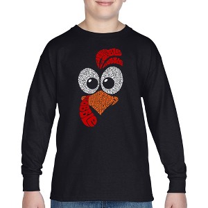 LA Pop Art Turkey Face - Boy's Word Art Long Sleeve T-Shirt - 1 of 4