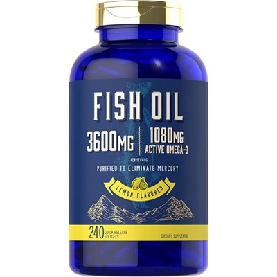 Carlyle Fish Oil Softgels 3600mg | 240 Count | Lemon Flavor