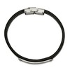 Black Bow Jewelry Men's Stainless Steel 8mm Black Leather I.D. Bracelet, 8.5 Inch - 2 of 4
