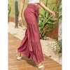 Coolmee Women's Pant Wide Leg High Waist Pants Loose Elastic Smocked Waist Flowy Pant With Belt - 4 of 4