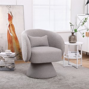 Swivel Accent Chair Armchair, Round Barrel Chair in Fabric for Living Room Bedroom - 1 of 4