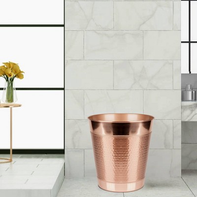 Hudson Polished Copper Stainless Steel Round Wastebasket