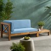 GDFStudio Keith Outdoor Acacia Wood Left Arm Loveseat and Coffee Table Set with Cushion - 2 of 4