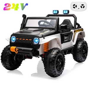Jojoka 24V Ride on Truck Car for Kids, Battery Powered 4*55W Motor Electric Toys with Remote Control, 2 Seatl, Spring Suspension, Bluetooth, 3 Speeds - 1 of 4