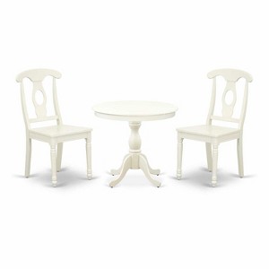 3-Piece Linen White Finish Solid Wood Top - Dining Room Set - Seats 4 - 1 of 4