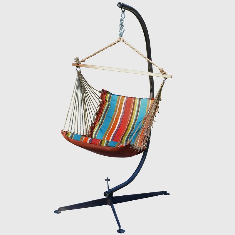 Hanging Soft Comfort Chair - Rust/Teal - Algoma: USA-Made, Spun Polyester, Outdoor Hammock Chair with Hardwood Spreader Bar, 3 of 9