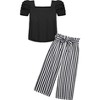 Arshiner Girls 2 Pieces Outfits Kids Square Neck Puff Sleeve Tops and Pants Set with Pockets 6-14 Years - 2 of 3