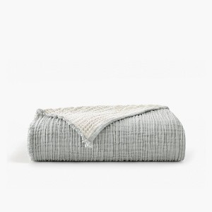 50"x60" Two Toned Organic Throw Blanket Gray - Truly Soft - 1 of 3
