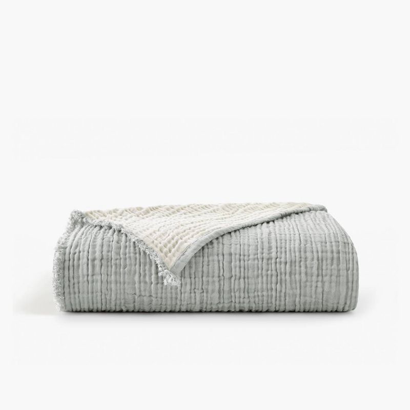 50&#34;x60&#34; Two Toned Organic Throw Blanket Gray - Truly Soft, 1 of 4