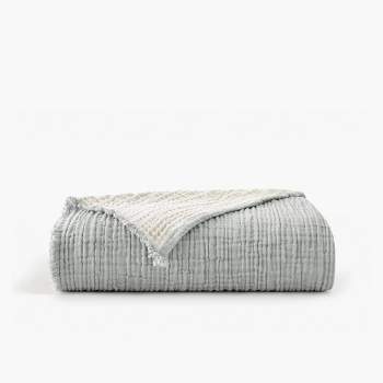 50"x60" Two Toned Organic Throw Blanket Gray - Truly Soft
