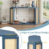 ORRD Arrow Shaped Console Table Narrow Entryway Table with Rattan Shelf, Unique Sofa Table for Living Room Hallway in Antique Blue - 4 of 4