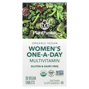 PlantFusion Women's One-A-Day Multivitamin, Organic Vegan, 30 Vegan Tablet - 1 of 3
