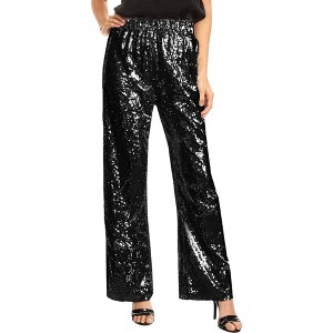 Anna-Kaci Women's Sparkly Sequin Flare Wide Leg Pants - 1 of 4