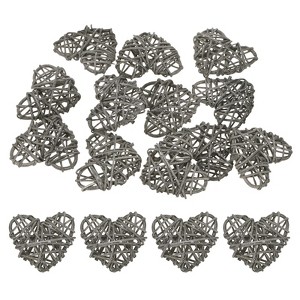 Unique Bargains Heart Shaped Wicker Rattan Decorative DIY Crafts Balls 2.4 Inch 12 Pcs - 1 of 4