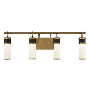 Savoy House Abel 4 - Light Vanity in  Matte Black/Warm Brass - 1 of 3