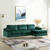 TiramisuBest Grey Velvet L-Shaped Sofa, Mid-Century Glam Corner Couch with Removable Cushions & Brass Legs - 2 of 4