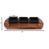 Kalmar  Home Acacia Wood Charcuterie/ Serving Tray w/ 3 black square ceramic bowls - 4 of 4