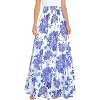 Women's Retro Chiffon Maxi Skirt - Beach Ankle Length Flowy Long Skirt White Blue - 3 of 4