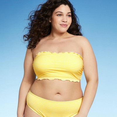 Juniors' Textured Gingham Bandeau Bikini Top - Xhilaration™ Yellow