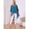INSPIRE CHIC Women's High Low Hem Scoop Neck Asymmetrical 3/4 Sleeve Summer Top - 4 of 4