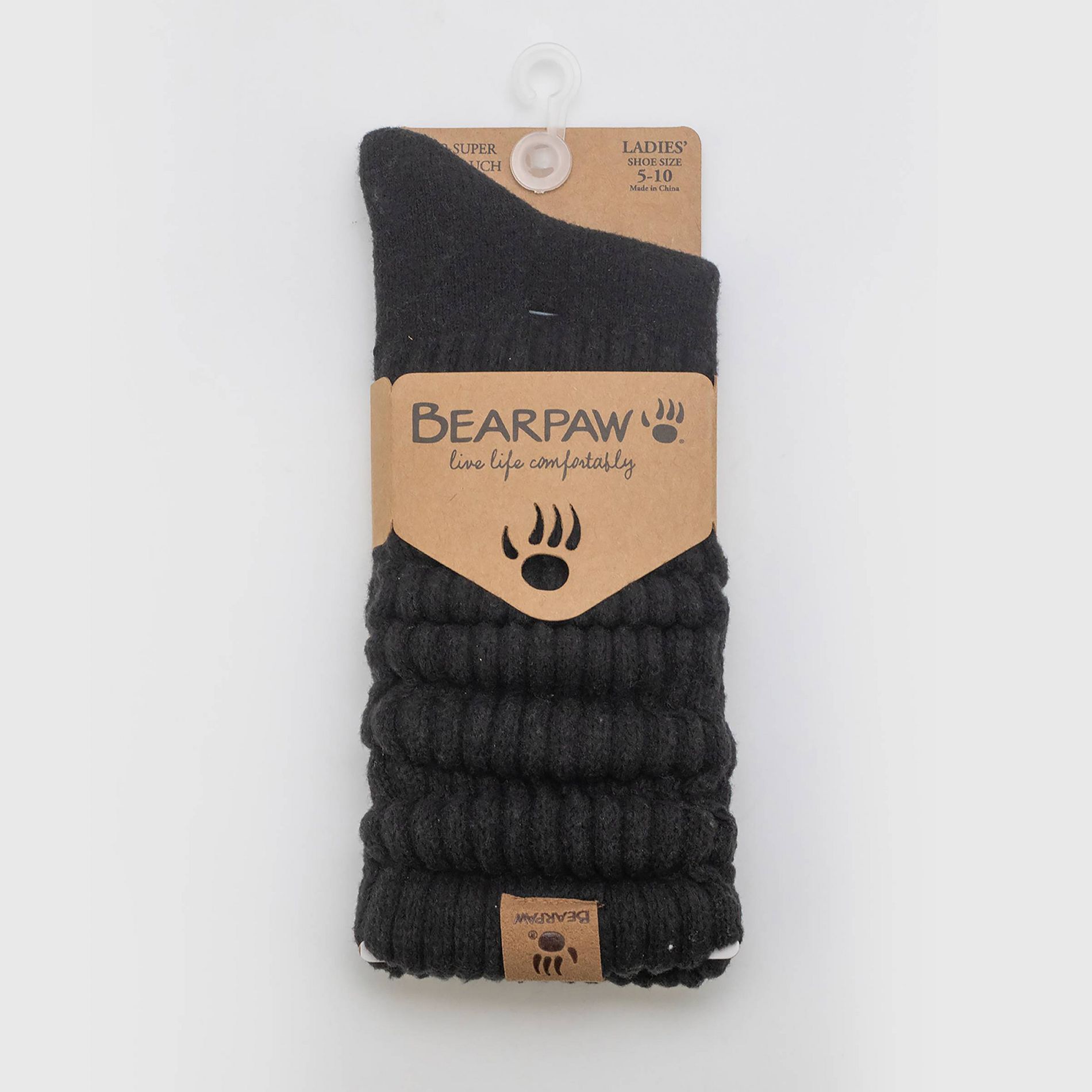 Bearpaw Women's Boot Crew Socks Rib Leg Slouch 1pk - Black