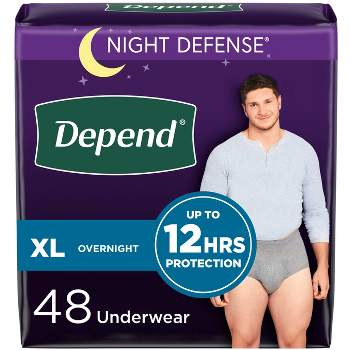Depend Night Defense Incontinence Disposable Underwear for Men - Overnight Absorbency - XL - 48ct