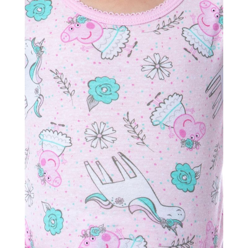 Peppa Pig Toddler Girls' Unicorn 4 Piece Long Sleeve Pajama Set Mix Match, 4 of 8