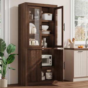 70" Tall Kitchen Pantry Cabinet, Freestanding Buffet Hutch Cabinet with Adjustable Shelves, Wooden Coffee Bar Cabinet for Kitchen - 1 of 4