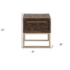 HomeRoots 18" Antiqued Brass And Brown Reclaimed Wood End Table With Drawer - 3 of 4