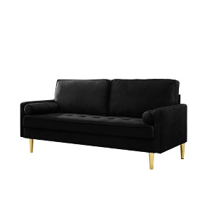 65'' Velvet Minimalist Loveseat Sofa with Metal Legs, Includes Cushions, Suitable for Living Room or Bedroom - 1 of 4