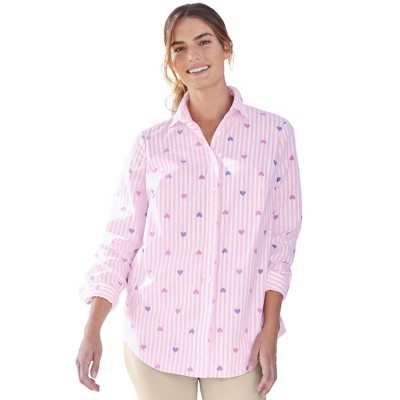 Woman Within Women's Plus Size Petite Perfect Long Sleeve Shirt