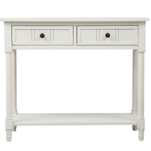 VYNXARIA Ivory White Console Table with Drawers and Display Shelf - 1 of 4