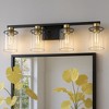 DORESshop 27 in. 4 Light Bathroom Vanity Light, Modern Black and Gold Bathroom Lights Fixtures Over Mirror with Clear Glass Shade - 4 of 4