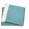 HomeRoots 55" X 70" Teal Blue and White Woven Herringbone Plush Throw Blanket - 3 of 4
