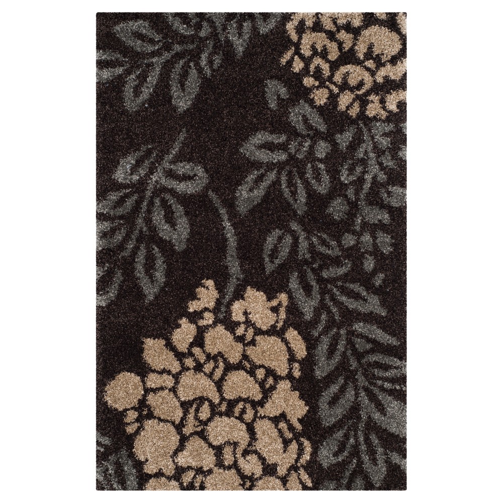 4'x6' Dark Brown/Gray Botanical Loomed Area Rug - Safavieh