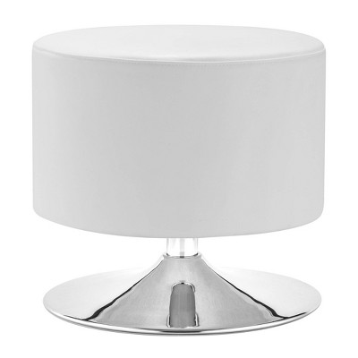 Modern Faux Leather and Chrome Ottoman - White - ZM Home