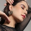 SOHI Women's Champayne Gold Dented Halo Stud Earrings - 3 of 4