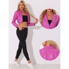 INSPIRE CHIC Women's Faux Leather One Button Lapel Collar Cropped Moto PU Jackets - 2 of 4