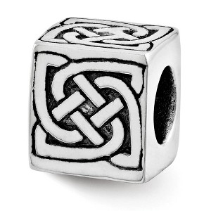 Black Bow Jewelry Sterling Silver Celtic Block Bead Charm - 1 of 3
