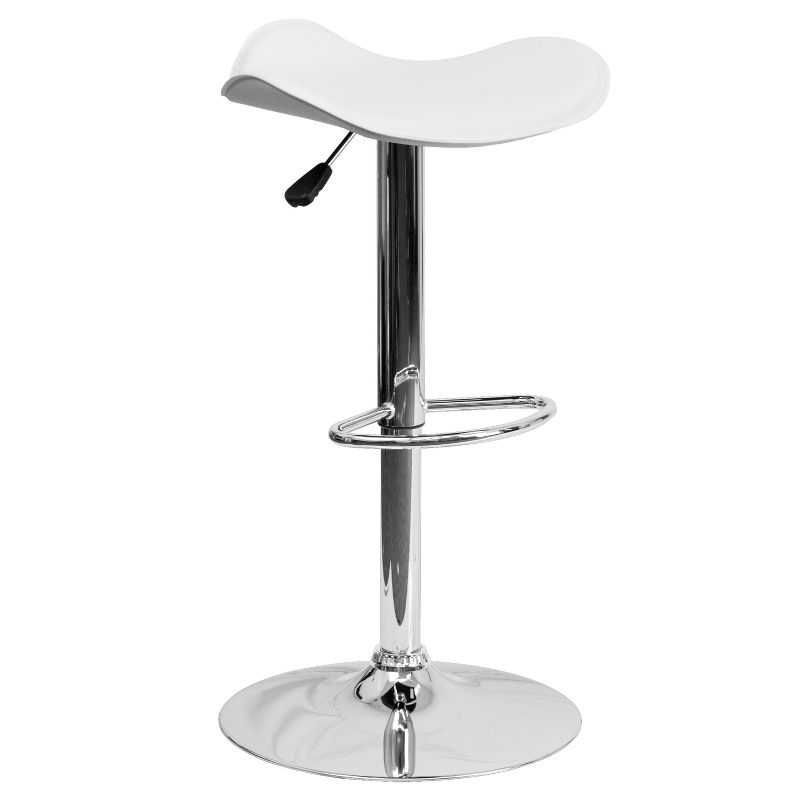 Emma and Oliver Swivel Wavy Seat Adjustable Height Barstool with Chrome Base, 1 of 11