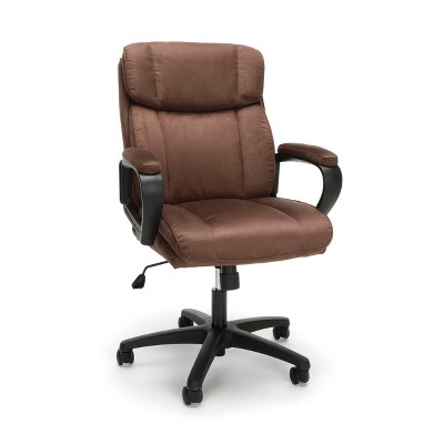 Plush Microfiber Adjustable Office Chair with Wheels Brown - OFM