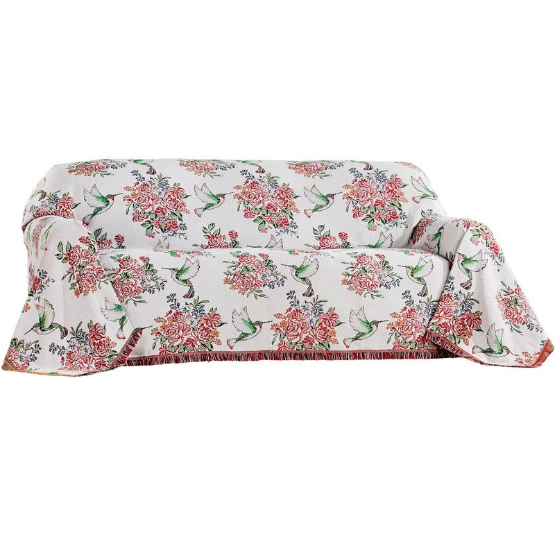 Collections Etc Hummingbird Floral Furn Throw, 1 of 3