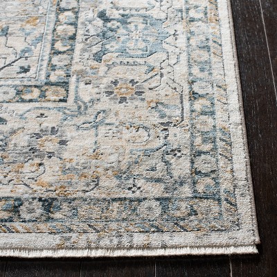 Ivory and Navy Hand-Knotted Synthetic Runner Rug