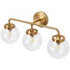 POWLIG 22.44-in 3-Light Gold Bathroom Light Fixtures Over Mirror Vanity Lighting with Clear Glass Globe Shades - 2 of 4